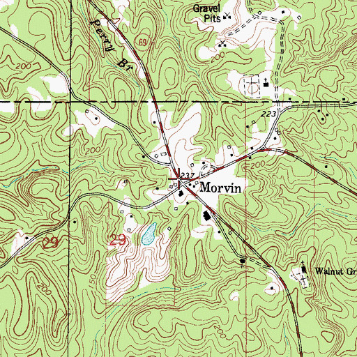 Topographic Map of Morvin, AL
