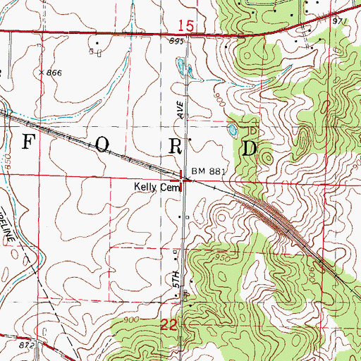 Topographic Map of Kelly Cemetery, WI