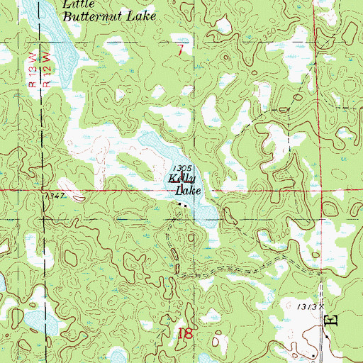 Topographic Map of Kelly Lake, WI