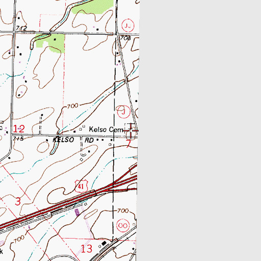 Topographic Map of Kelso Cemetery, WI