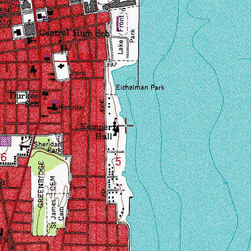 Topographic Map of Kemper Hall, WI