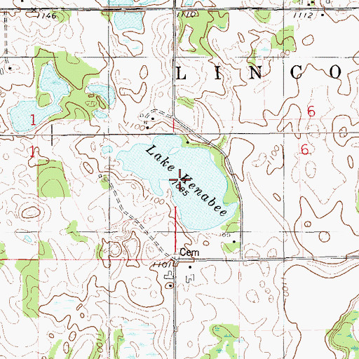 Topographic Map of Lake Kenabee, WI