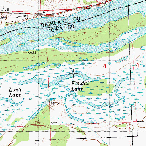 Topographic Map of Kendal Lake, WI