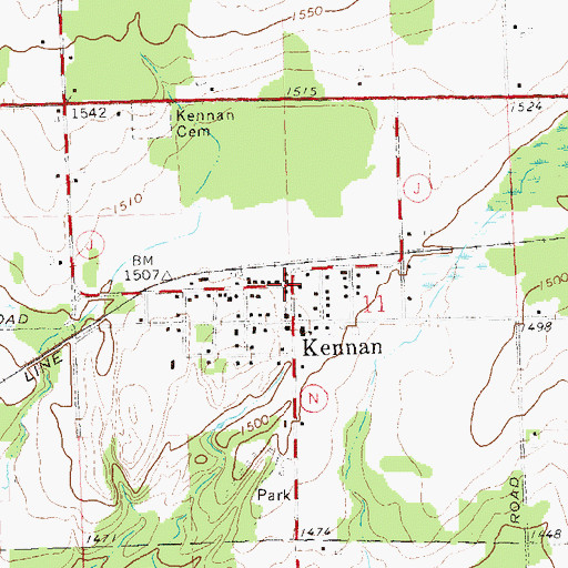 Topographic Map of Kennan, WI