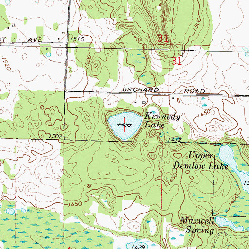 Topographic Map of Kennedy Lake, WI