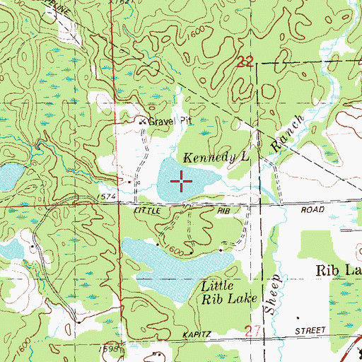 Topographic Map of Kennedy Lake, WI