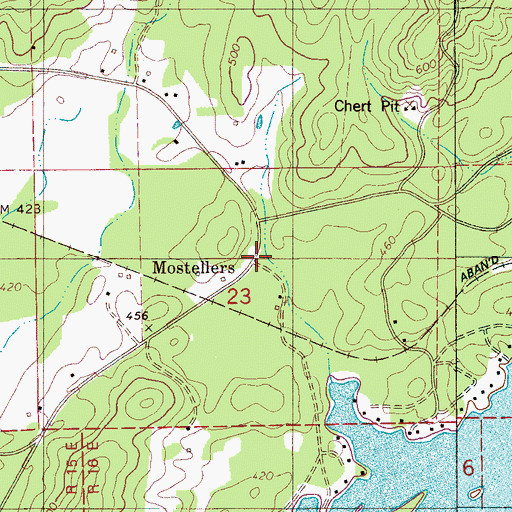 Topographic Map of Mostellers, AL