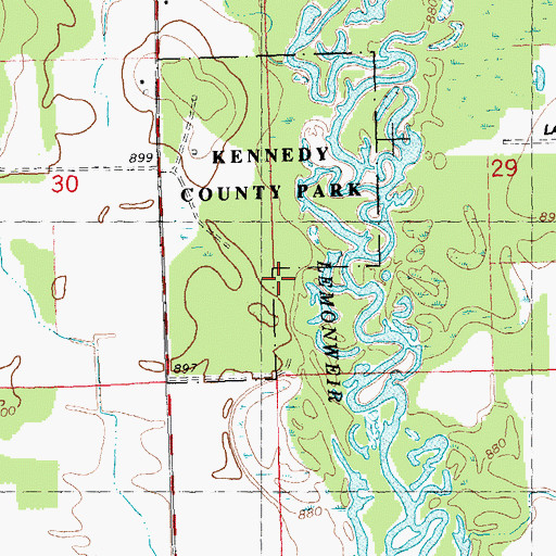 Topographic Map of Kennedy County Park, WI