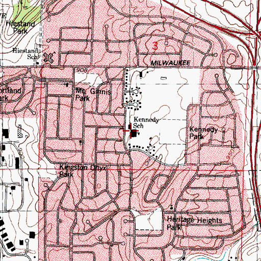 Topographic Map of Kennedy Elementary School, WI