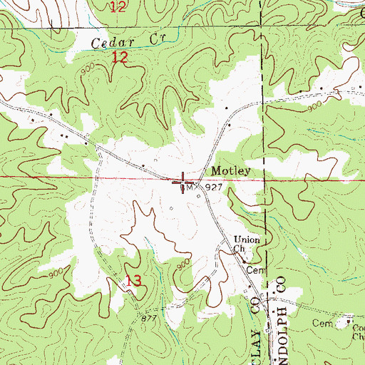 Topographic Map of Motley, AL