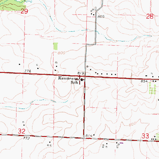 Topographic Map of Kenucane School, WI