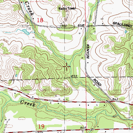 Topographic Map of Kenyon Creek, WI