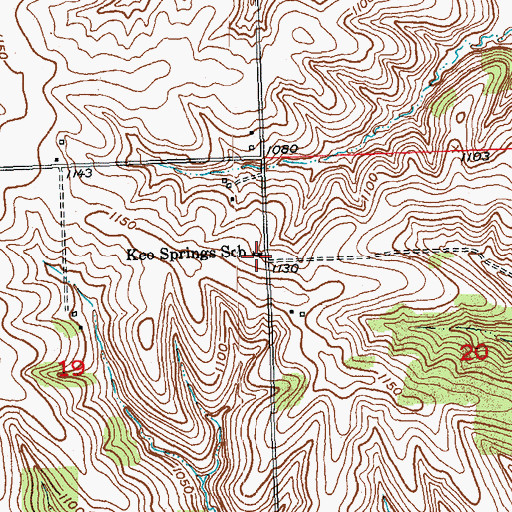 Topographic Map of Keo Springs School, WI