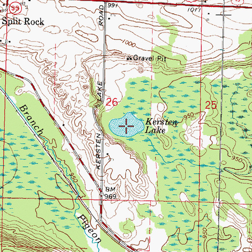 Topographic Map of Kersten Lake, WI
