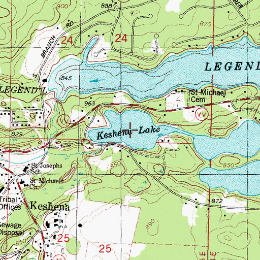 Topographic Map of Keshena Lake, WI