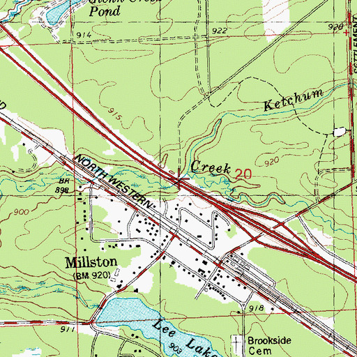 Topographic Map of Ketchum Creek, WI