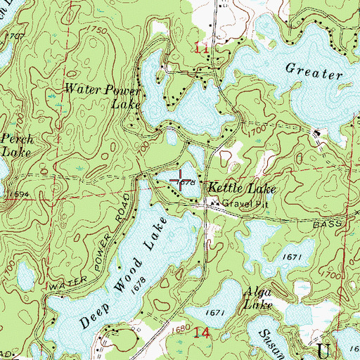 Topographic Map of Kettle Lake, WI