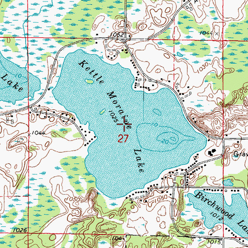 Topographic Map of Kettle Moraine Lake, WI