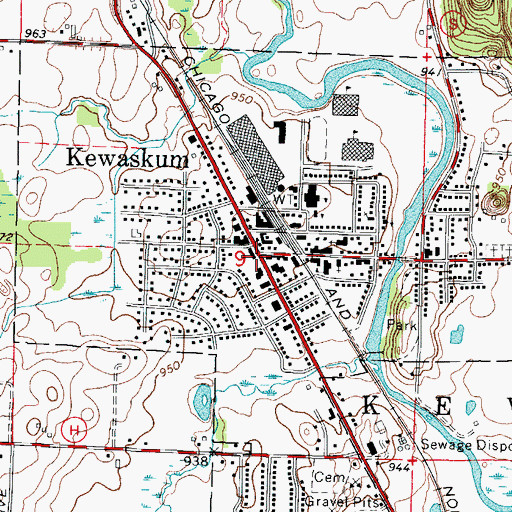 Topographic Map of Kewaskum, WI