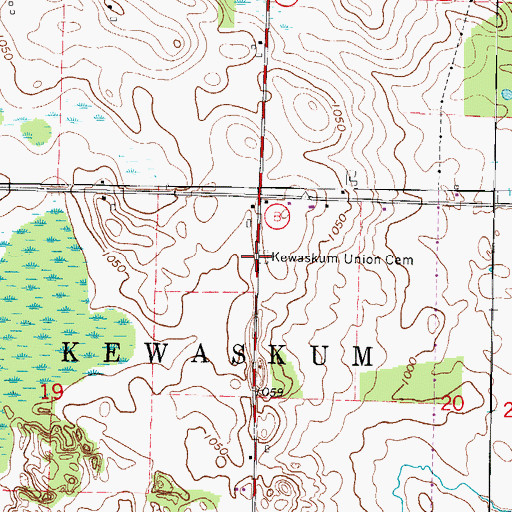 Topographic Map of Kewaskum Union Cemetery, WI
