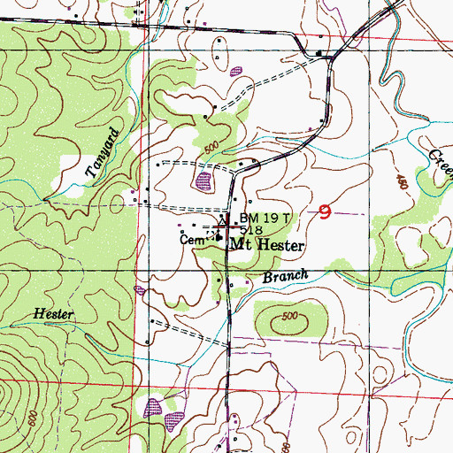 Topographic Map of Mount Hester, AL