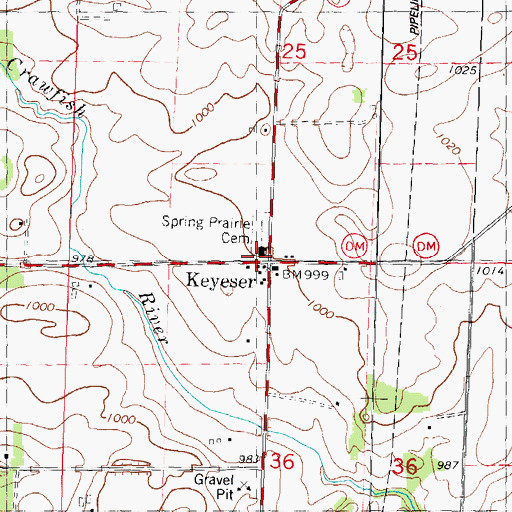 Topographic Map of Keyeser, WI