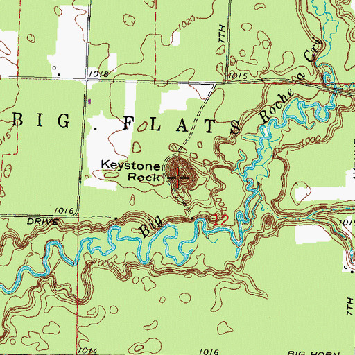 Topographic Map of Keystone Rock, WI