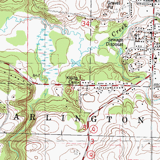 Topographic Map of Klaila Cemetery, WI