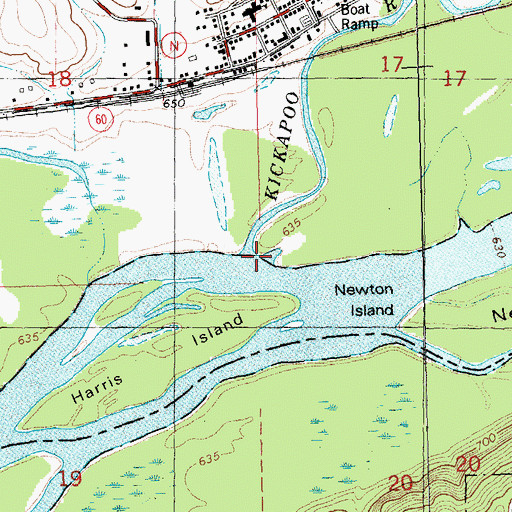 Topographic Map of Kickapoo River, WI