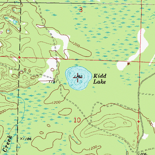 Topographic Map of Kidd Lake, WI