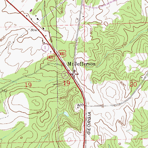 Topographic Map of Mount Jefferson, AL