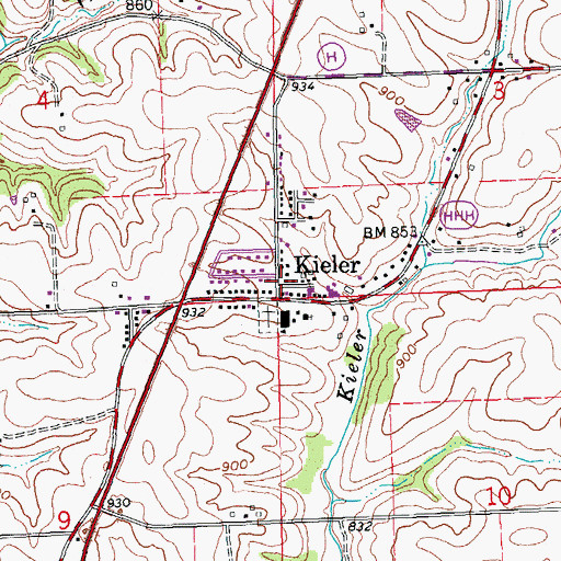 Topographic Map of Kieler, WI