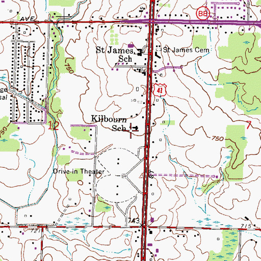 Topographic Map of Kilbourn School, WI