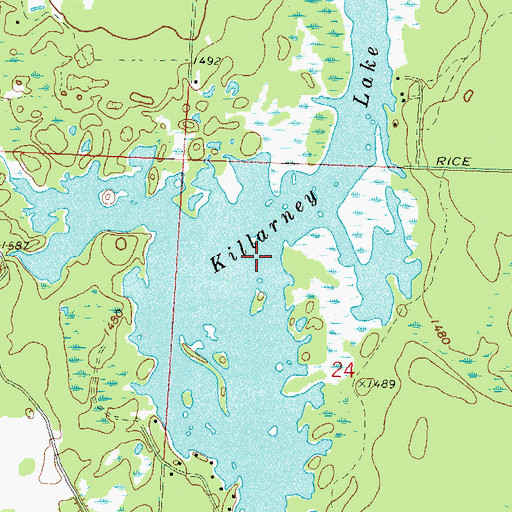 Topographic Map of Killarney Lake, WI