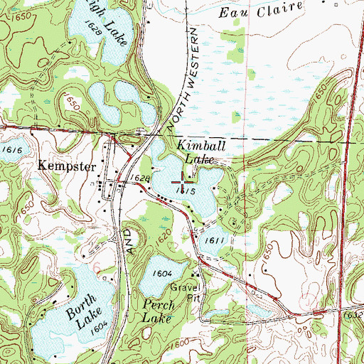 Topographic Map of Kimball Lake, WI