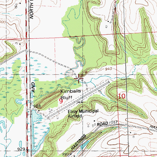 Topographic Map of Kimballs Bluff, WI