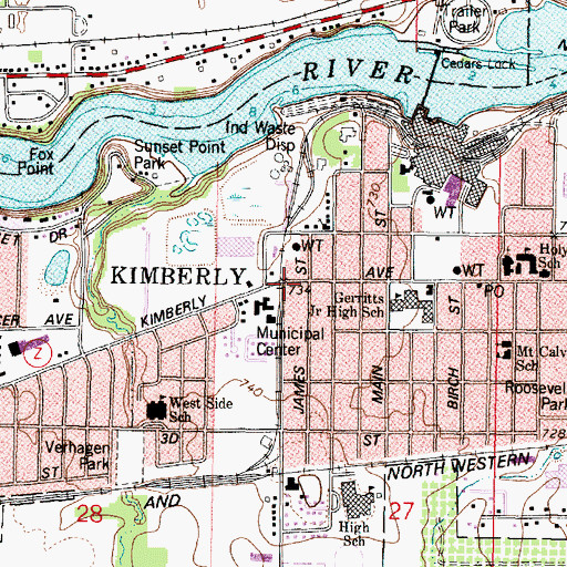 Topographic Map of Kimberly, WI