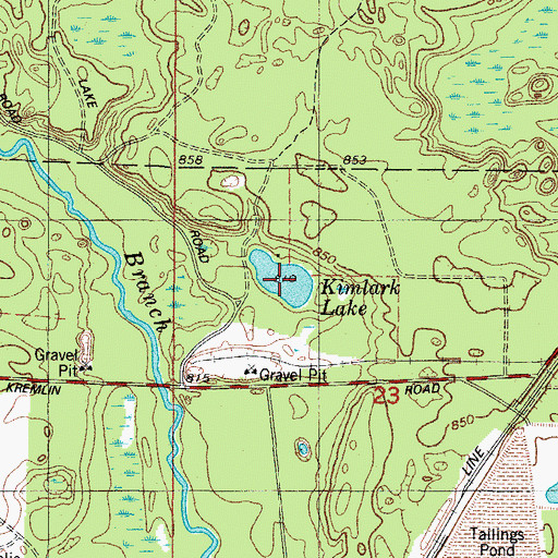 Topographic Map of Kimlark Lake, WI