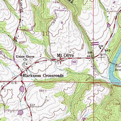 Topographic Map of Mount Olive, AL