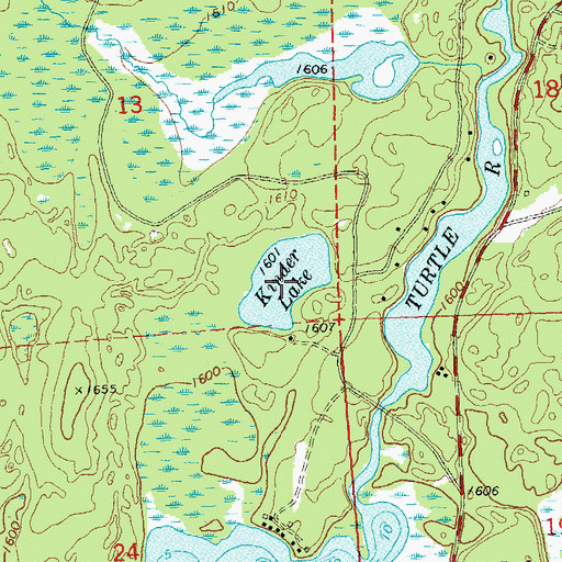 Topographic Map of Kinder Lake, WI