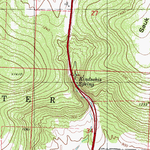 Topographic Map of Kindschis Spring, WI