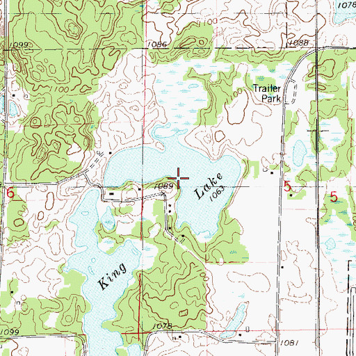 Topographic Map of King Lake, WI