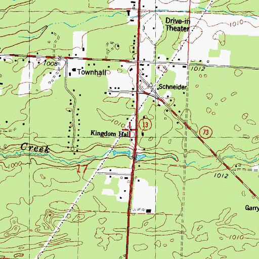 Topographic Map of Kingdom Hall, WI
