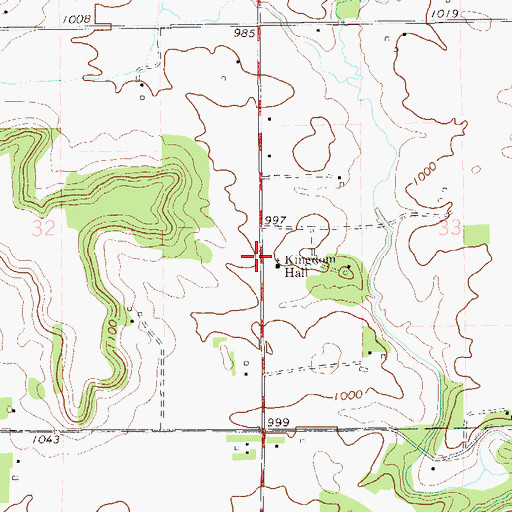 Topographic Map of Kingdom Hall, WI