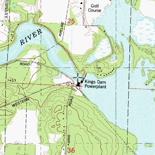 Topographic Map of Kings Dam, WI