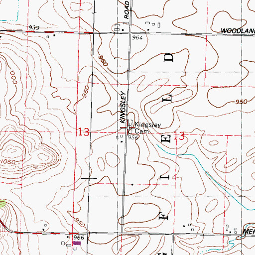 Topographic Map of Kingsley Cemetery, WI