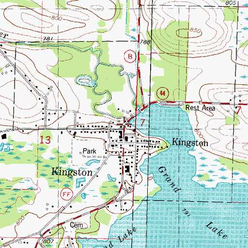 Topographic Map of Kingston, WI