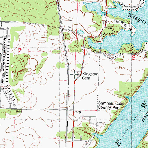 Topographic Map of Kingston Cemetery, WI