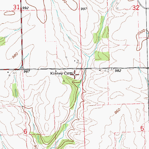 Topographic Map of Kinney Cemetery, WI