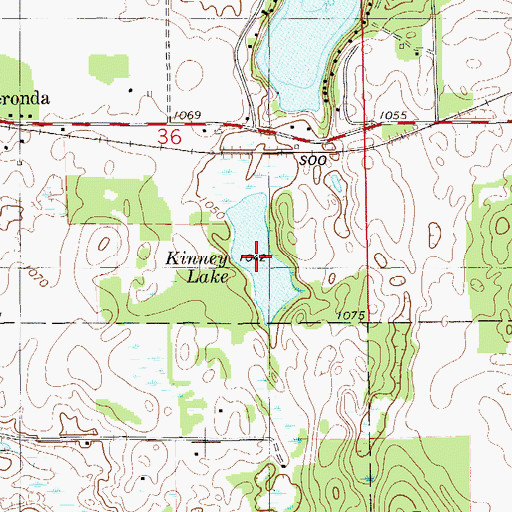Topographic Map of Kinney Lake, WI